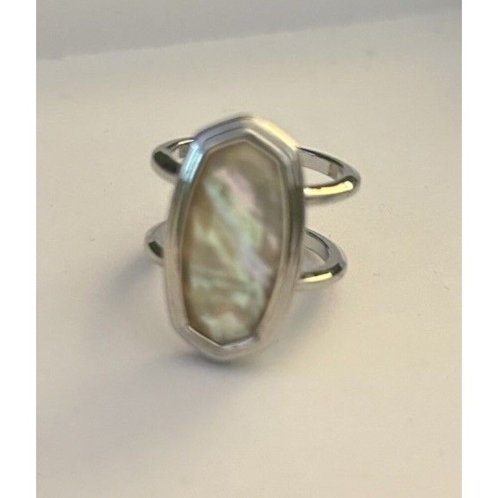 Kendra Scott Framed Dani Cocktail Ring SZ 8 - Golden Abalone/Silver Rhodium
